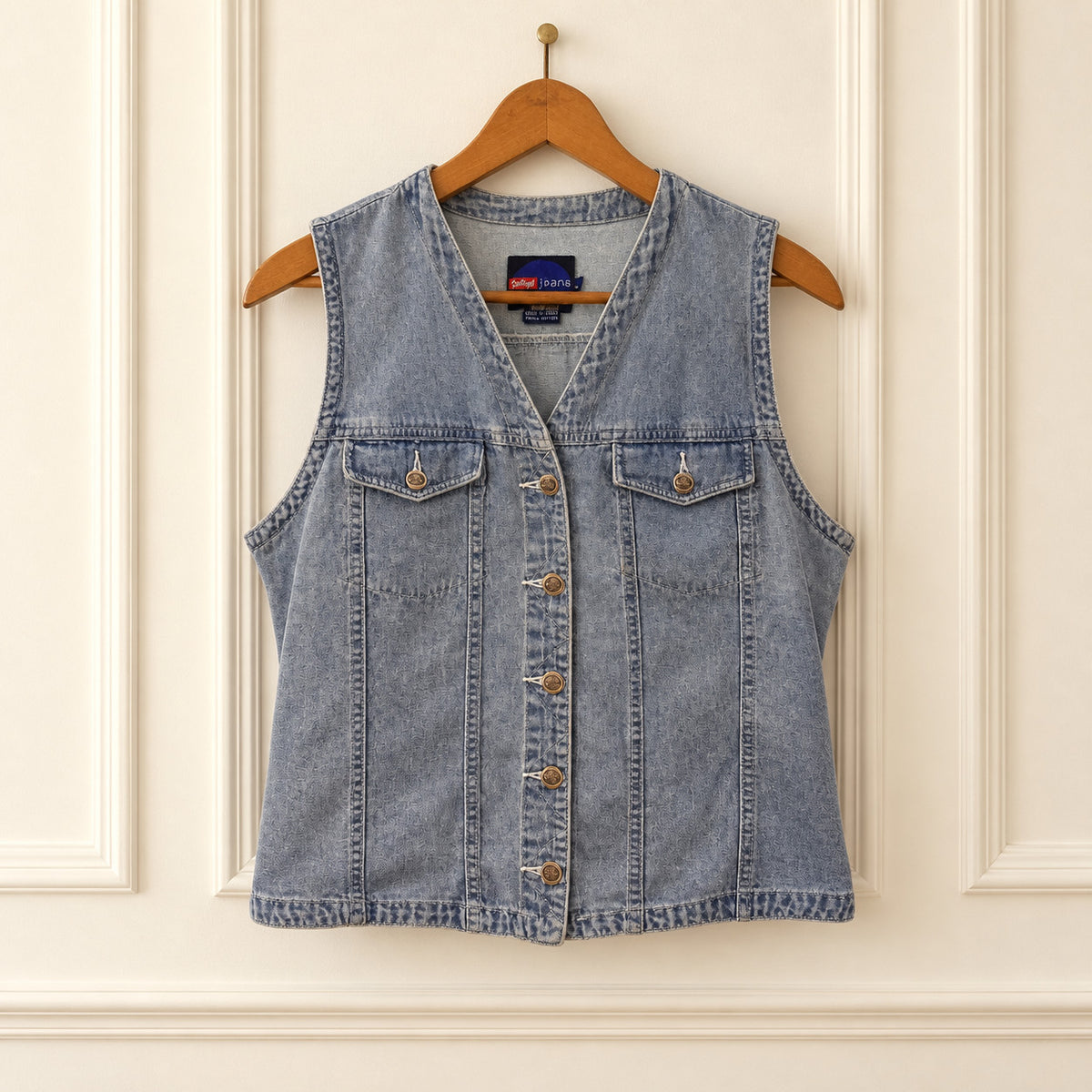 Vintage Blue Denim Button Front Vest