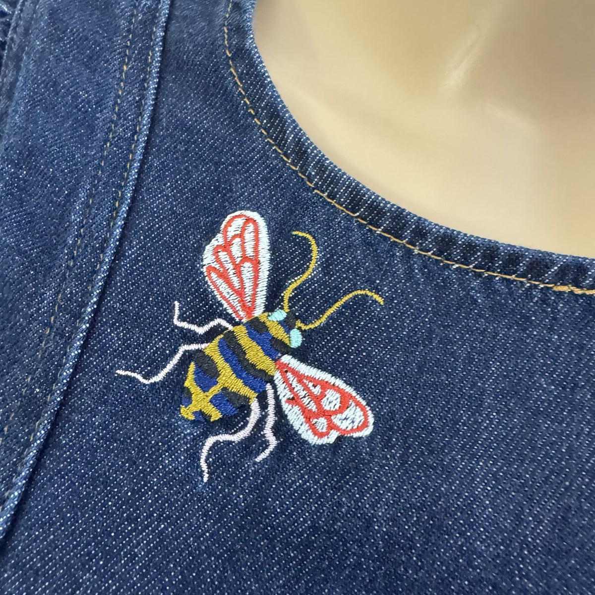 Embroidered Denim Midi Dress