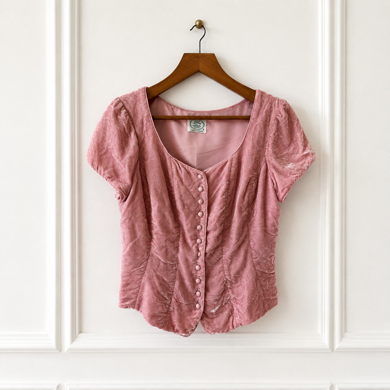 Silk Velvet Button Front Top