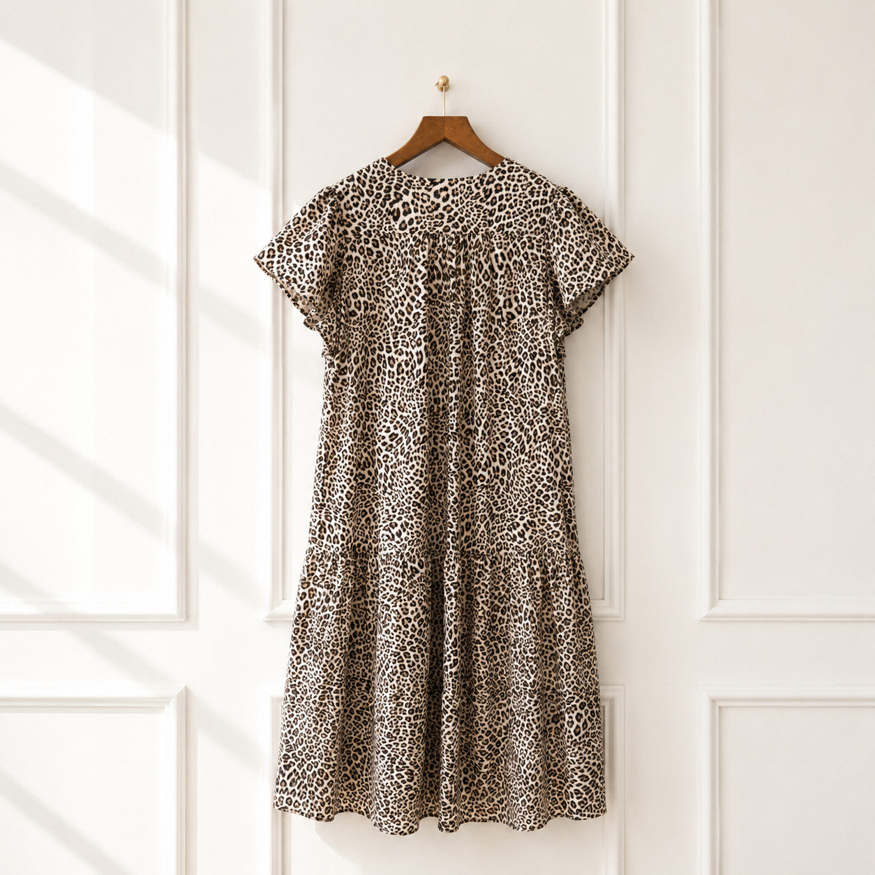 Leopard Print Cotton Tiered Dress