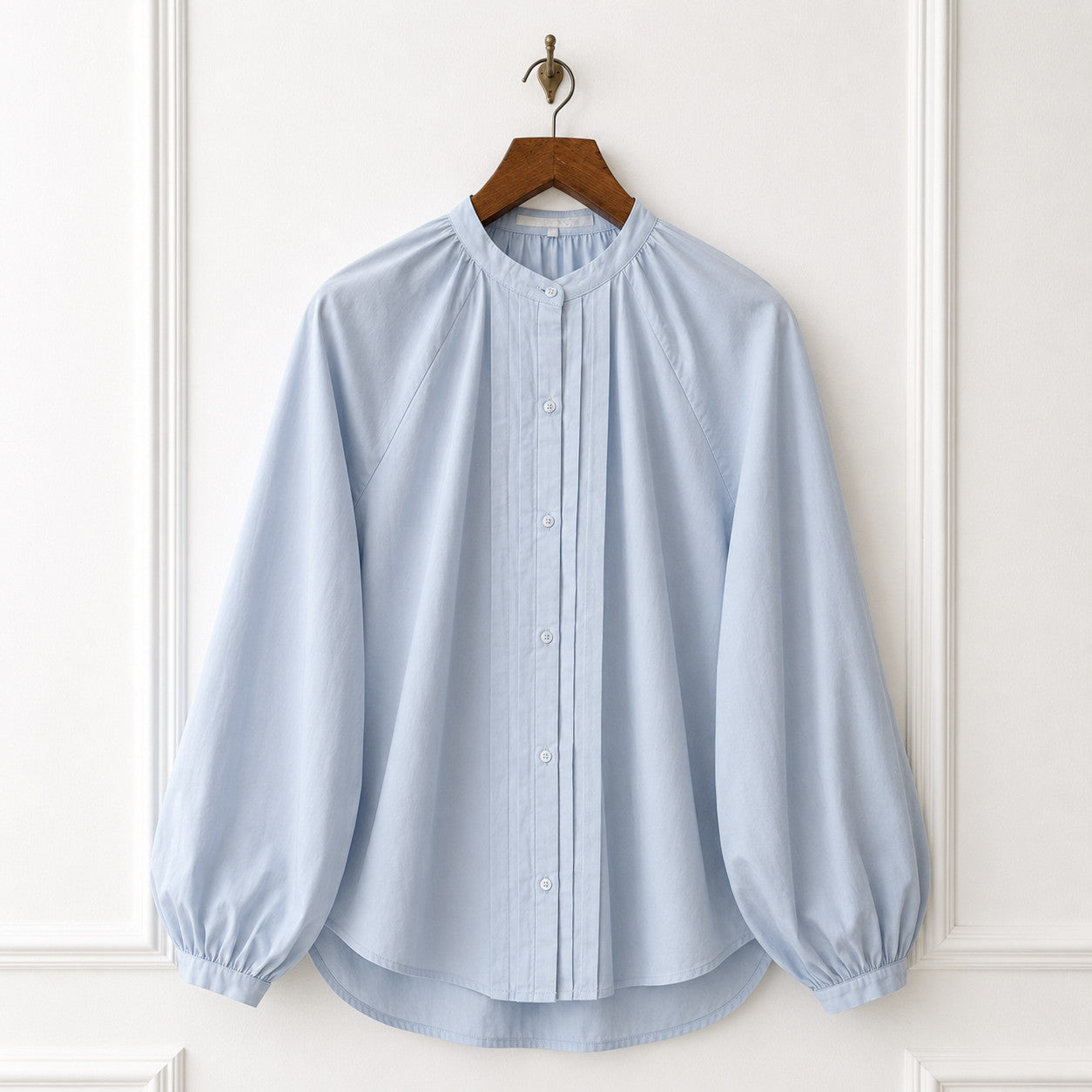 Pale Blue Pintuck Cotton Shirt