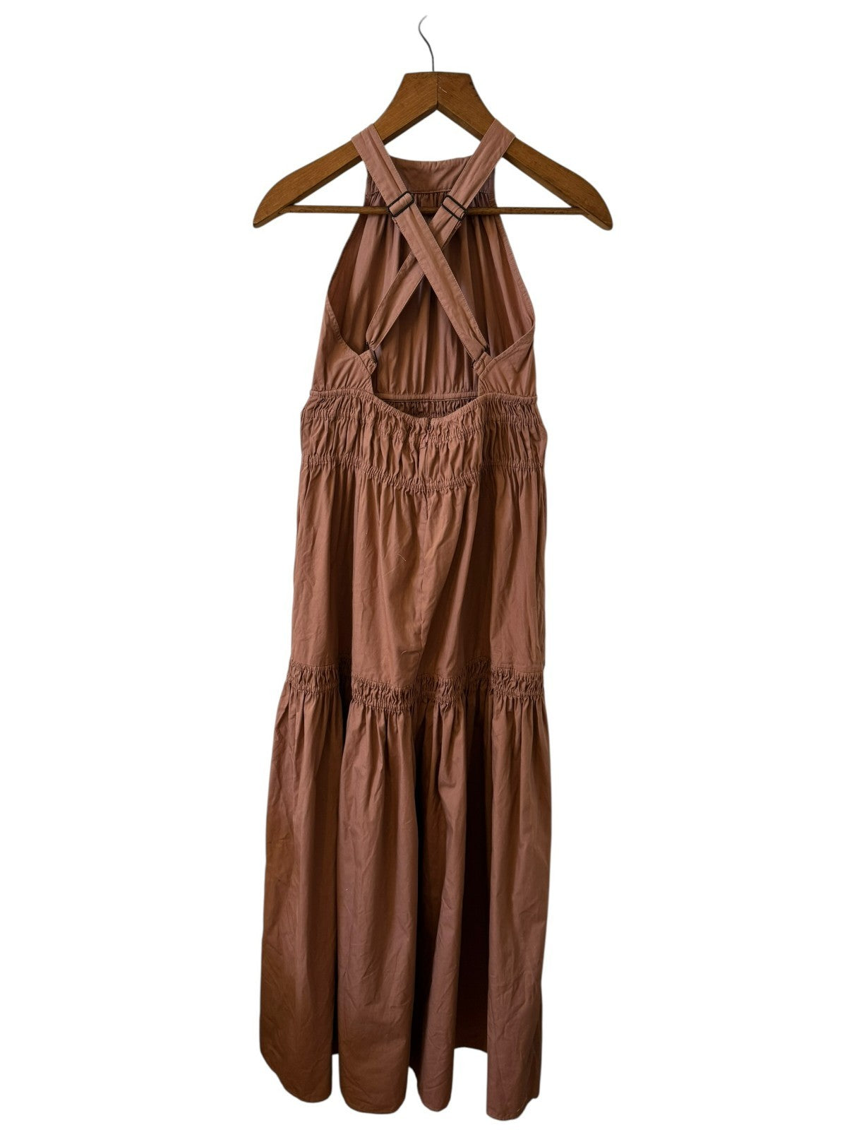 Cotton Shirred Tiered Maxi Dress