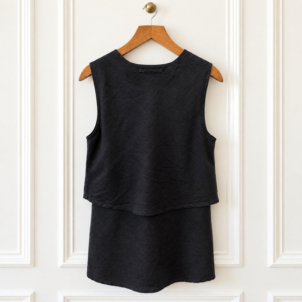Steel Grey Linen Layered Tunic Top