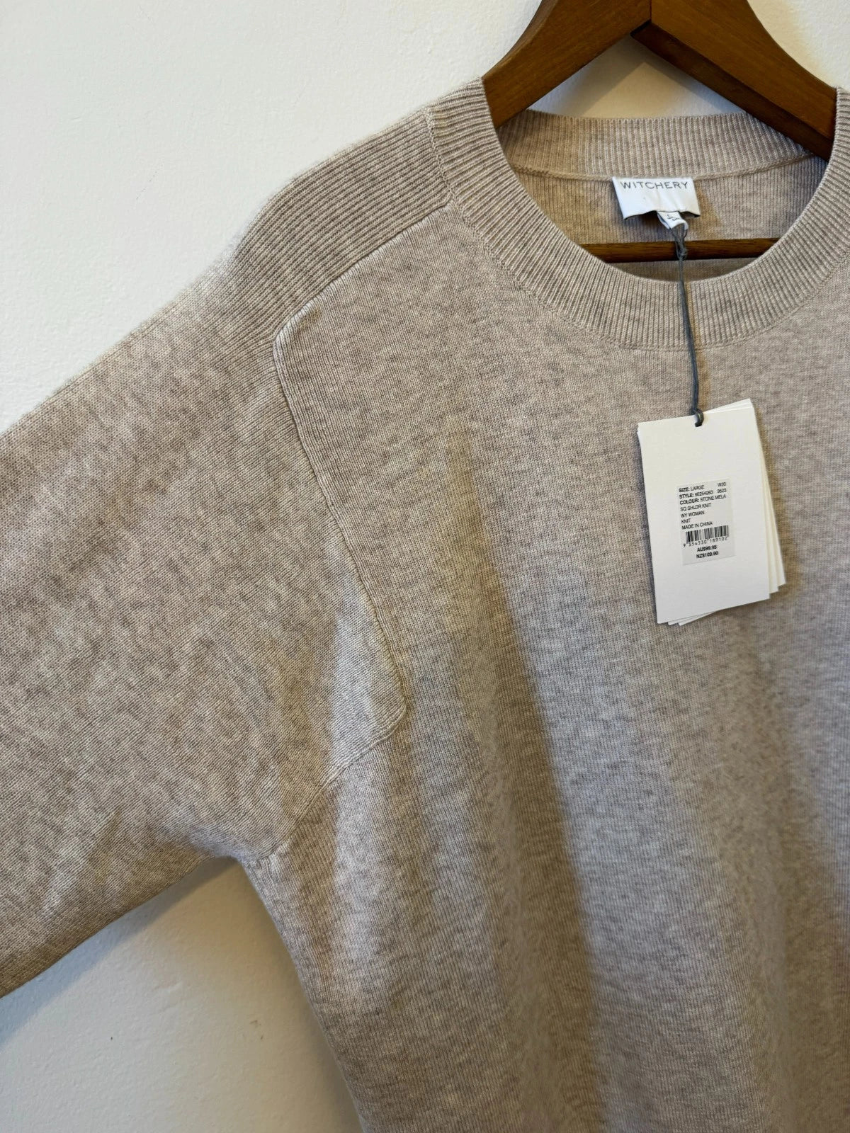 Wool Blend Knit Jumper - Stone Mélange