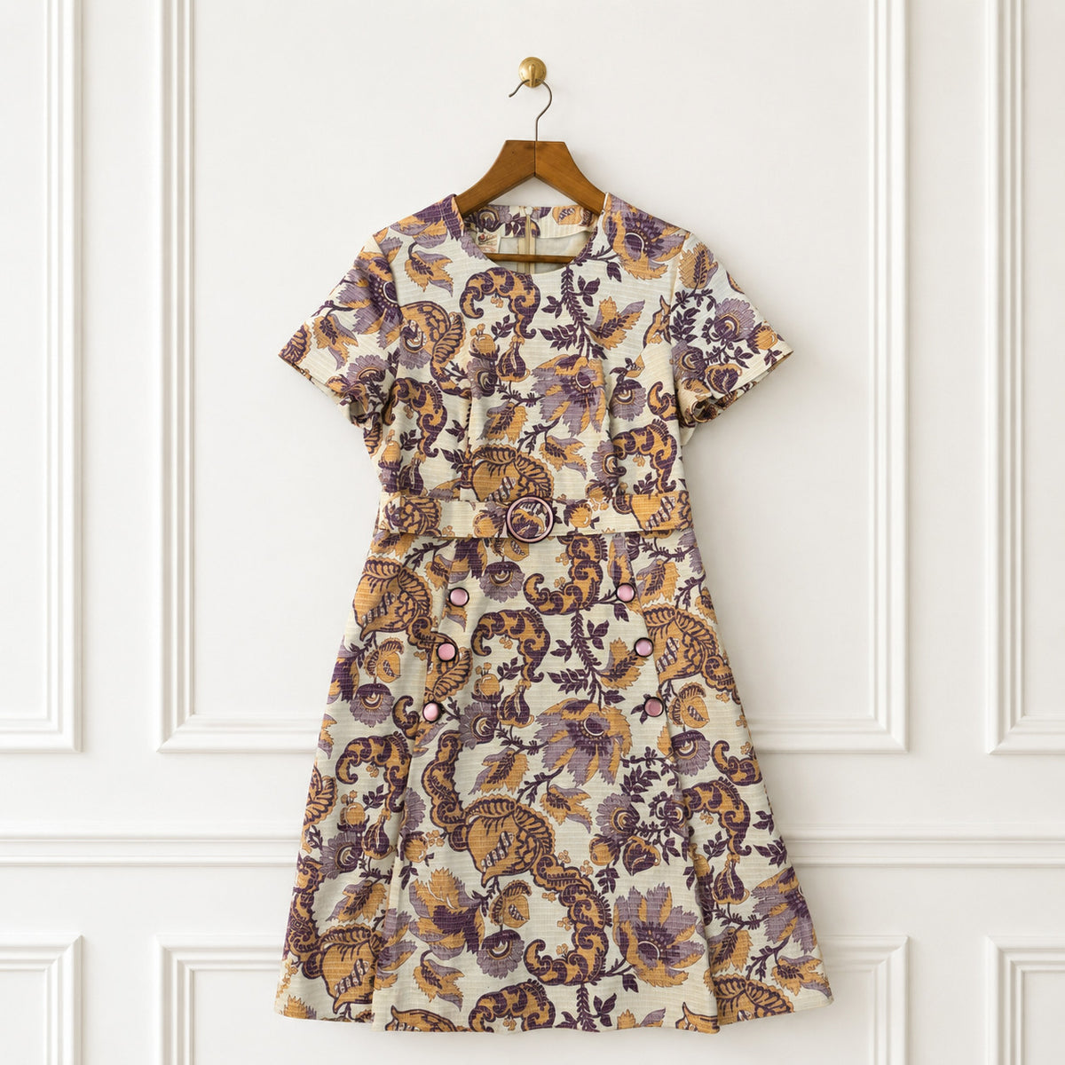 Vintage Paisley Belted Dress