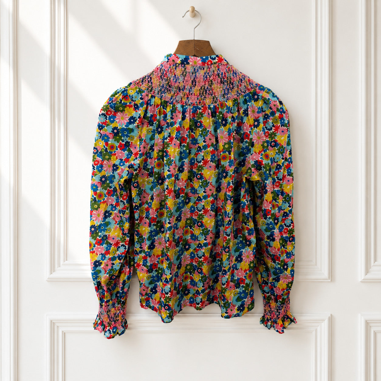 Floral Cotton Smocked Blouse