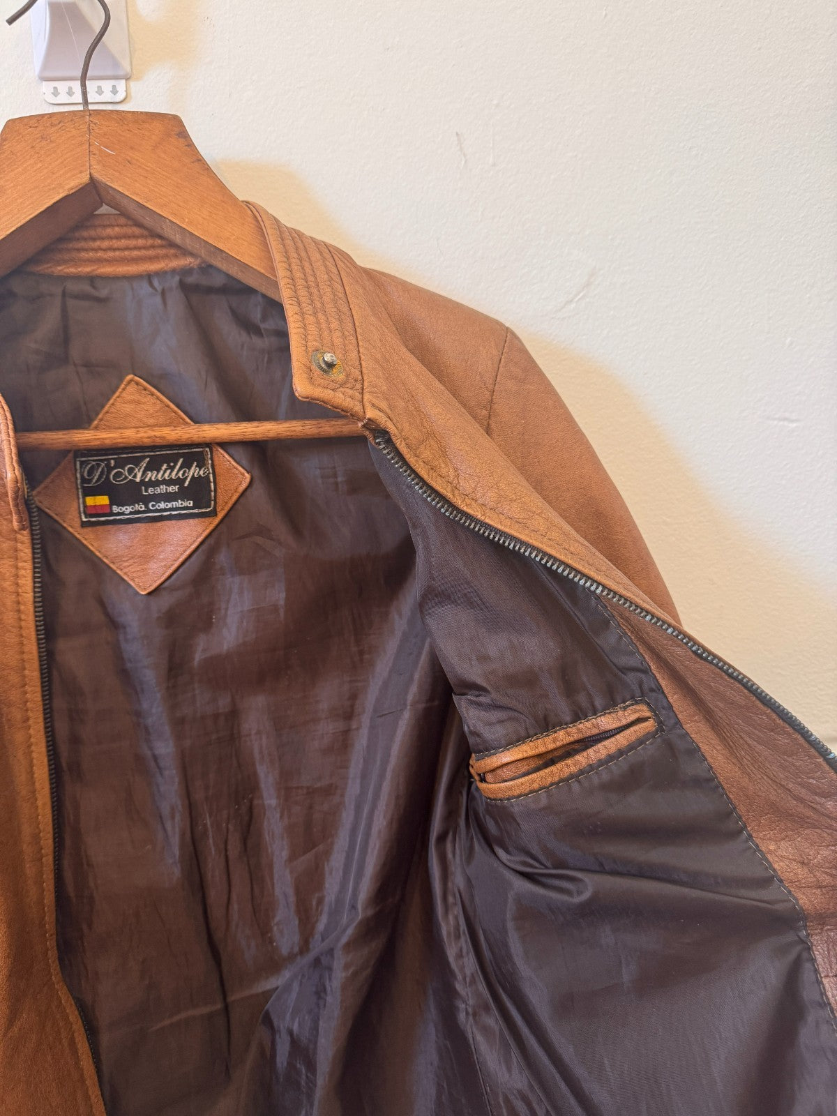 Cognac Brown Leather Cafe Racer Jacket