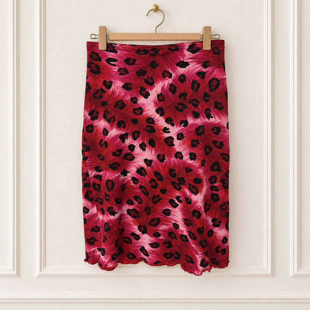 Vintage Pink Leopard Mesh Skirt