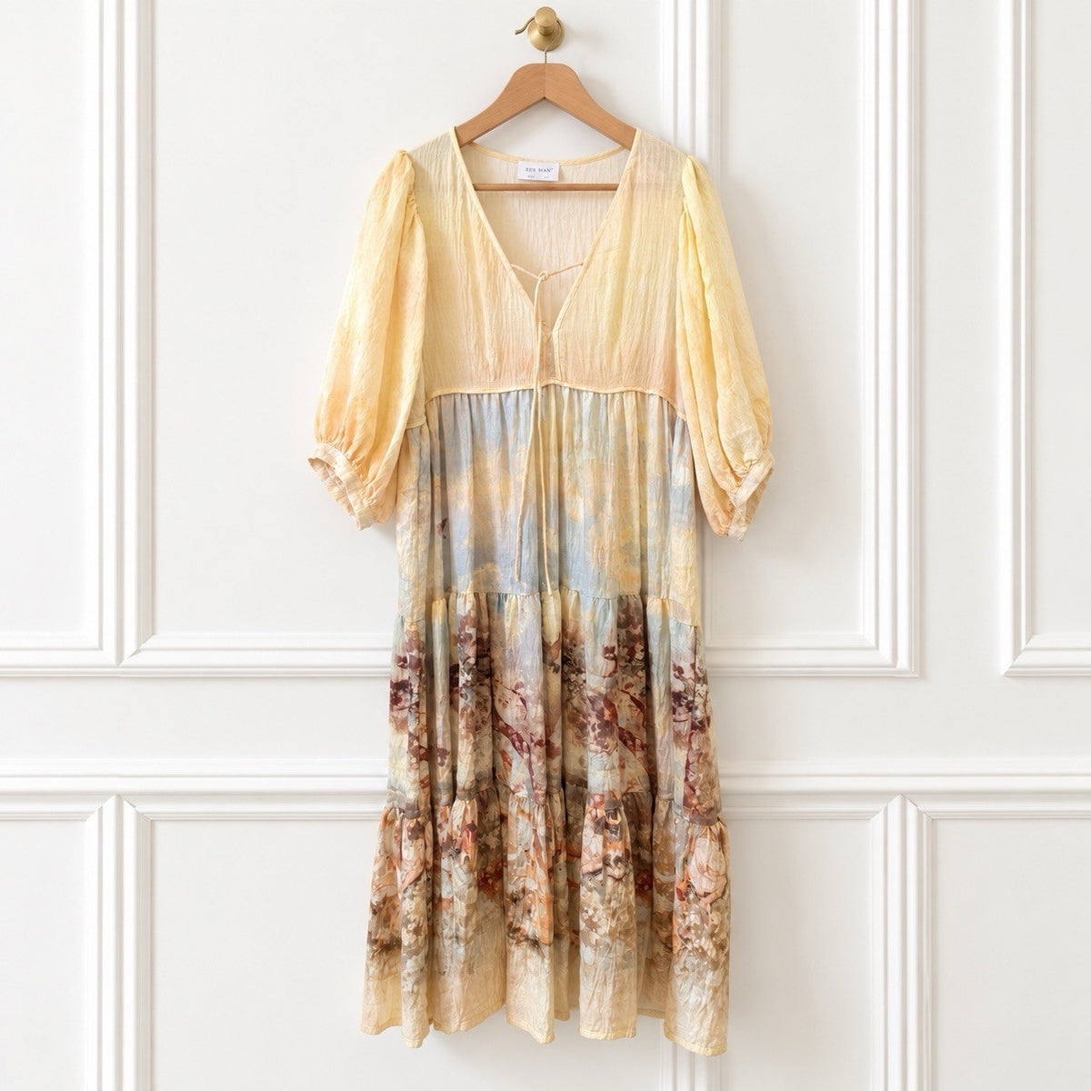 Art Print Tiered Maxi Dress