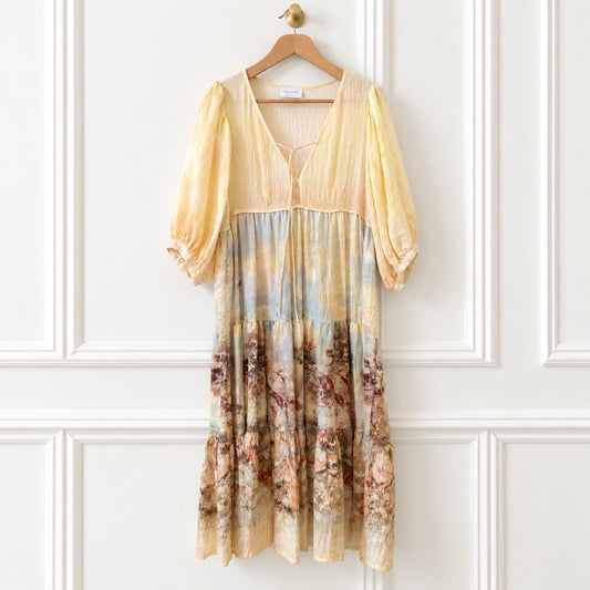 Art Print Tiered Maxi Dress