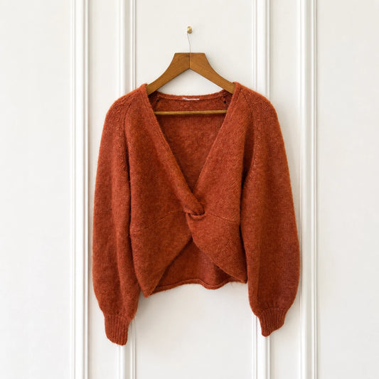 Wool Alpaca Twist Front Knit Jumper - Rust