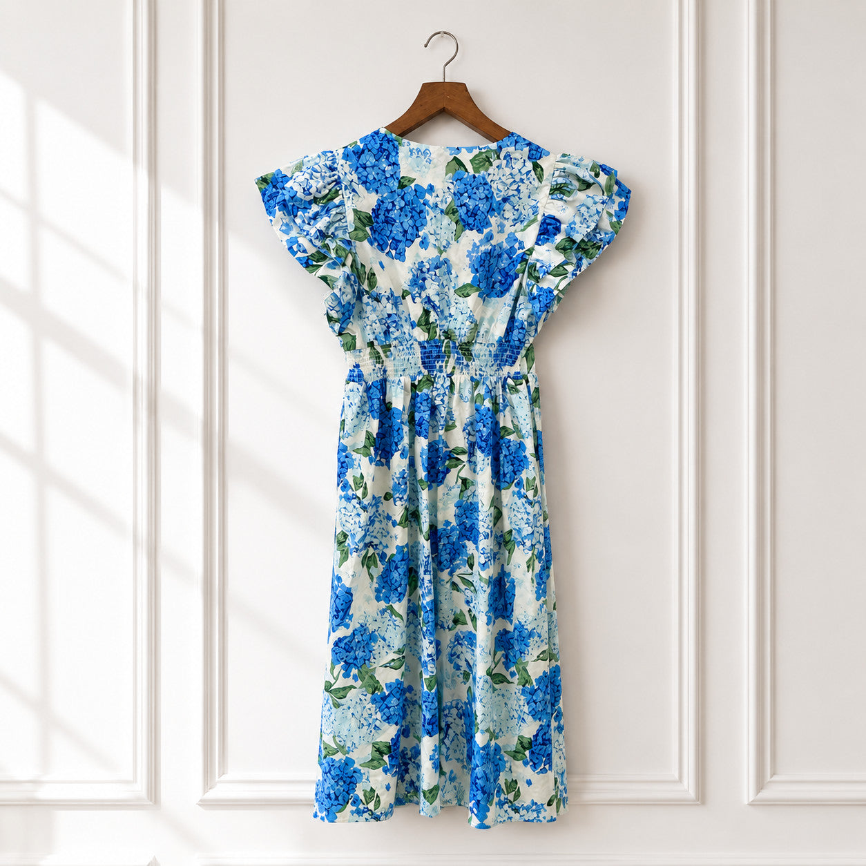Hydrangea Floral Cotton Maxi Dress