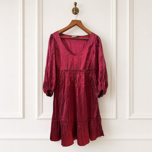 Scarlet Crinkled Silk Dress