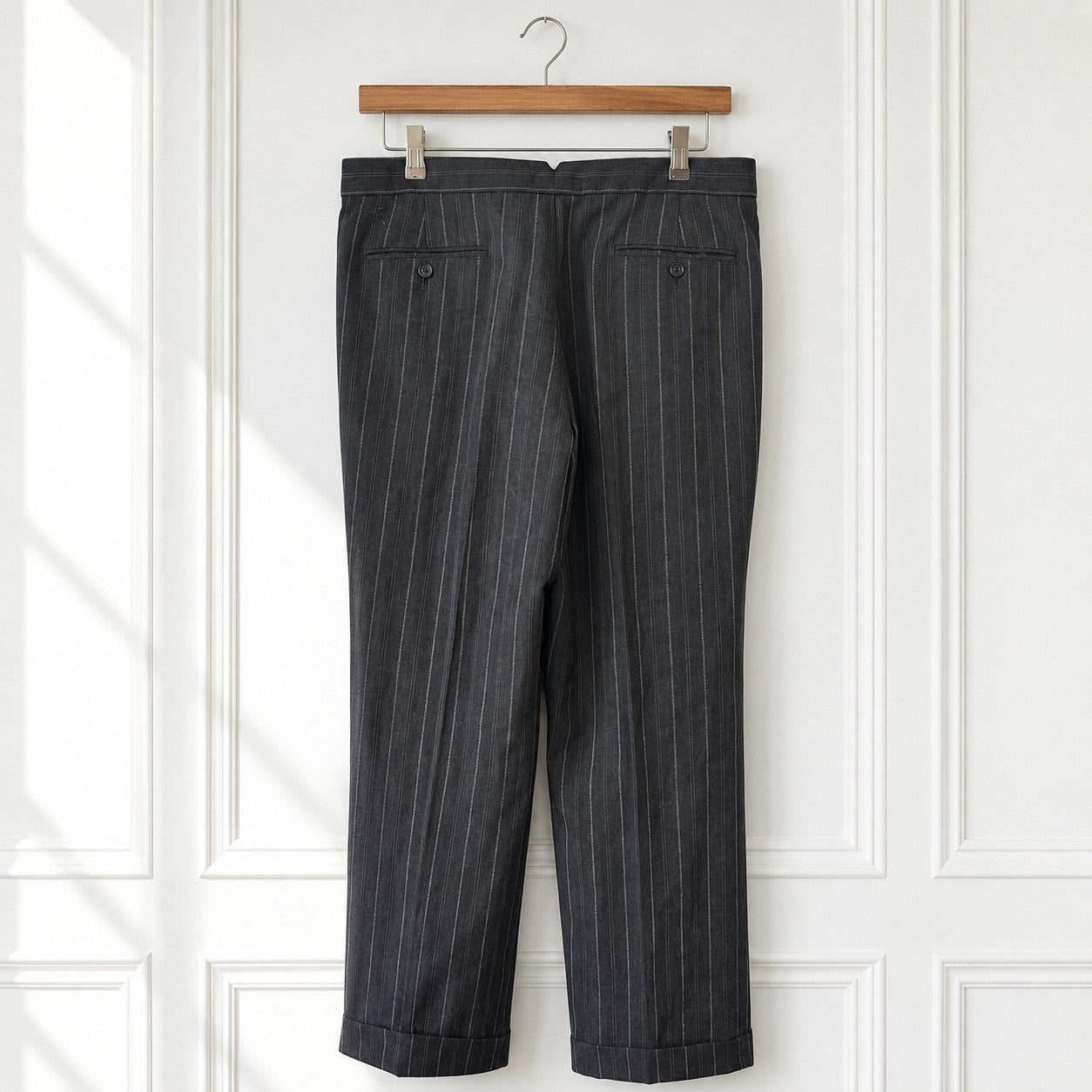Wool Pinstripe Tailored Trousers