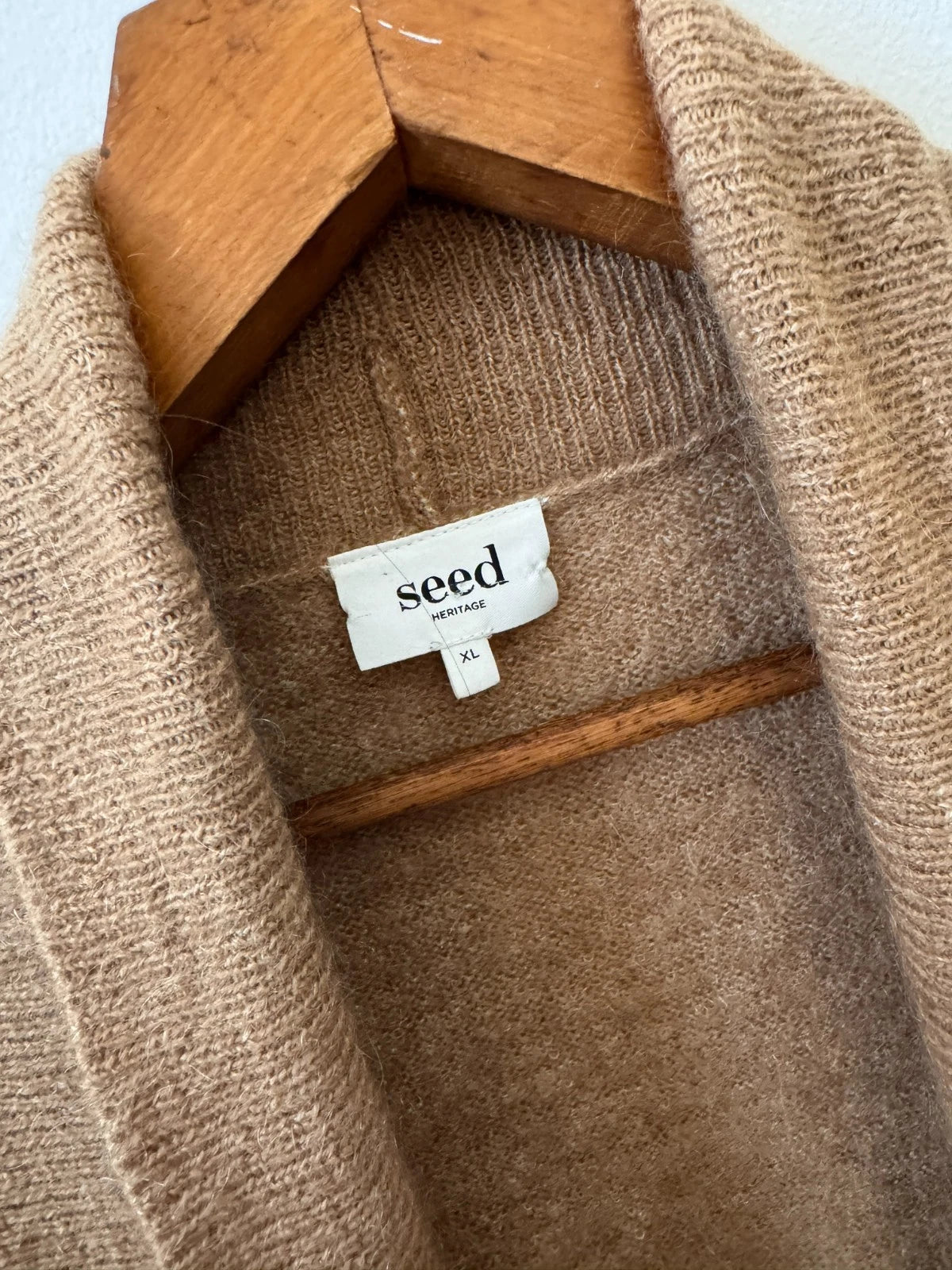 Longline Mohair Wool Cardigan - Camel
