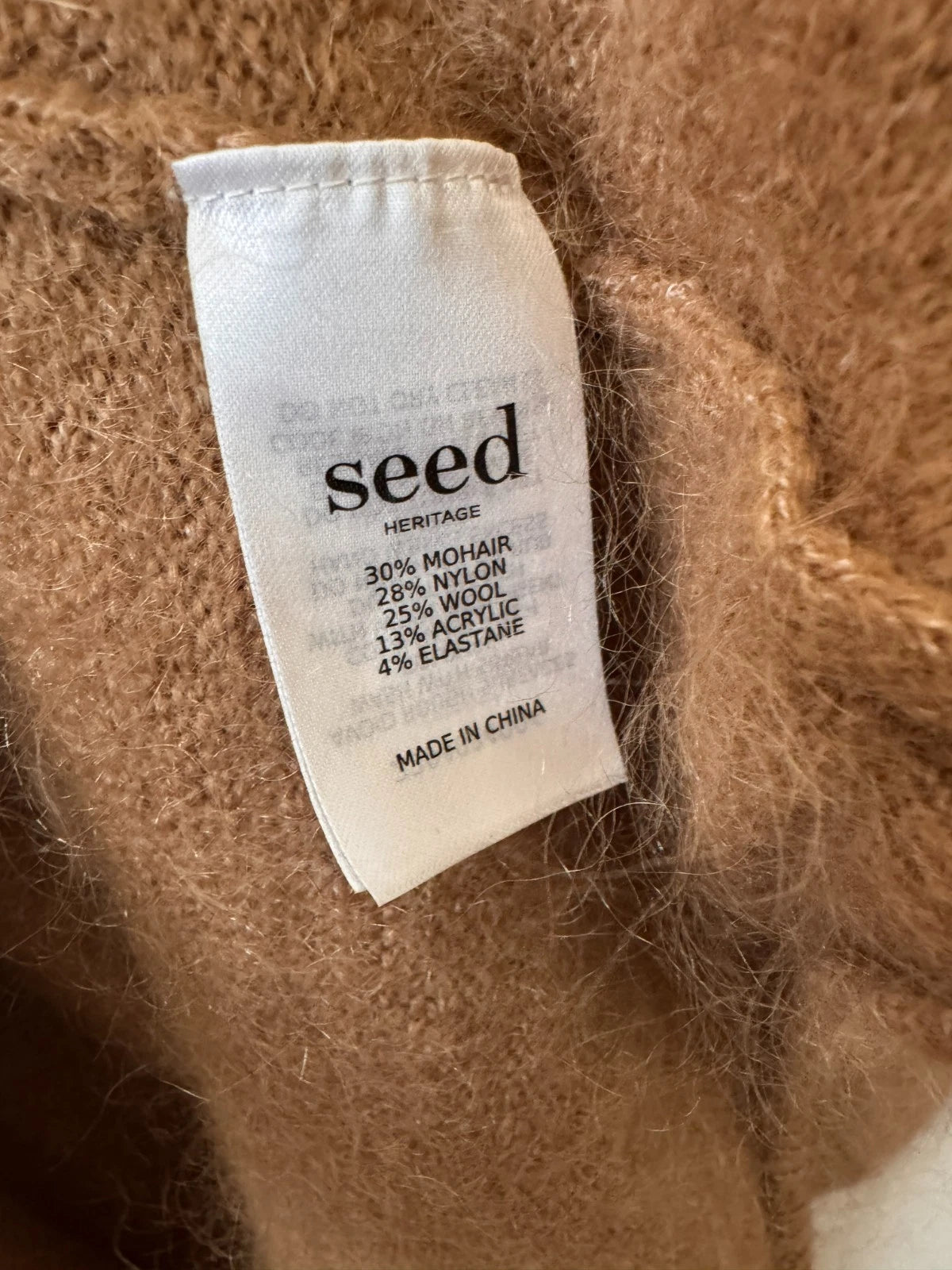 Longline Mohair Wool Cardigan - Camel