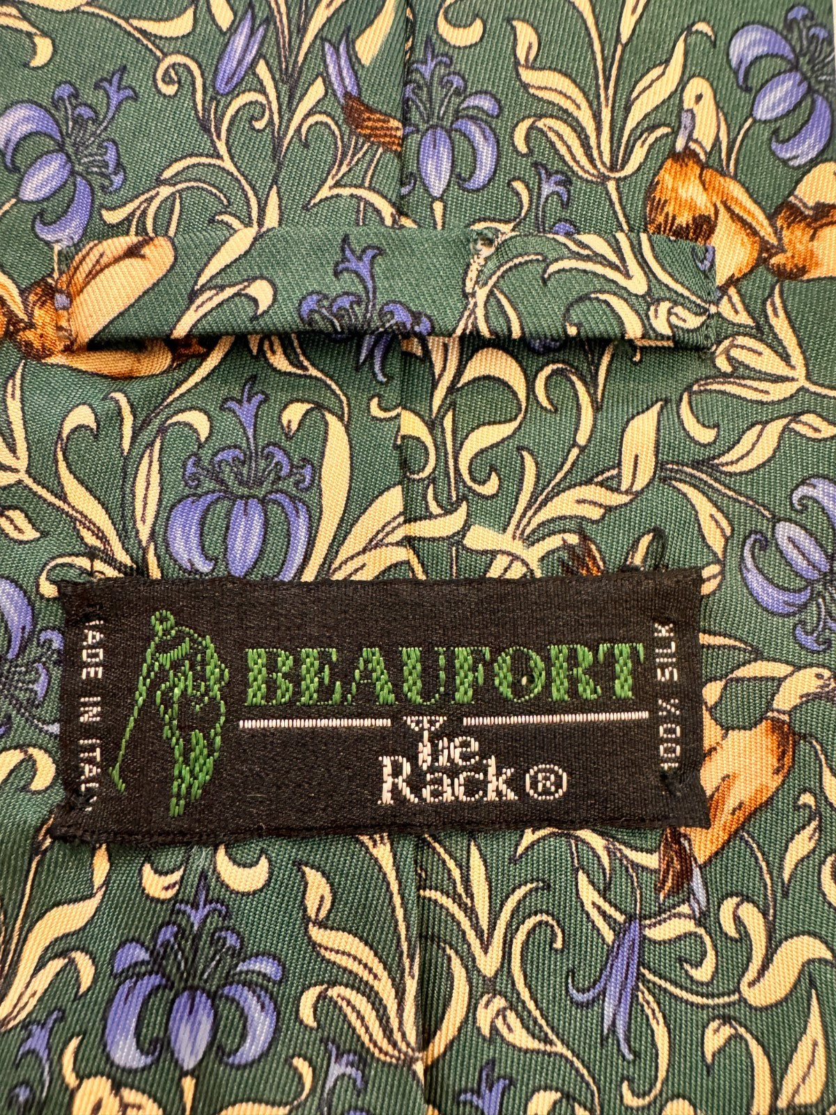 Green Duck Print Silk Tie