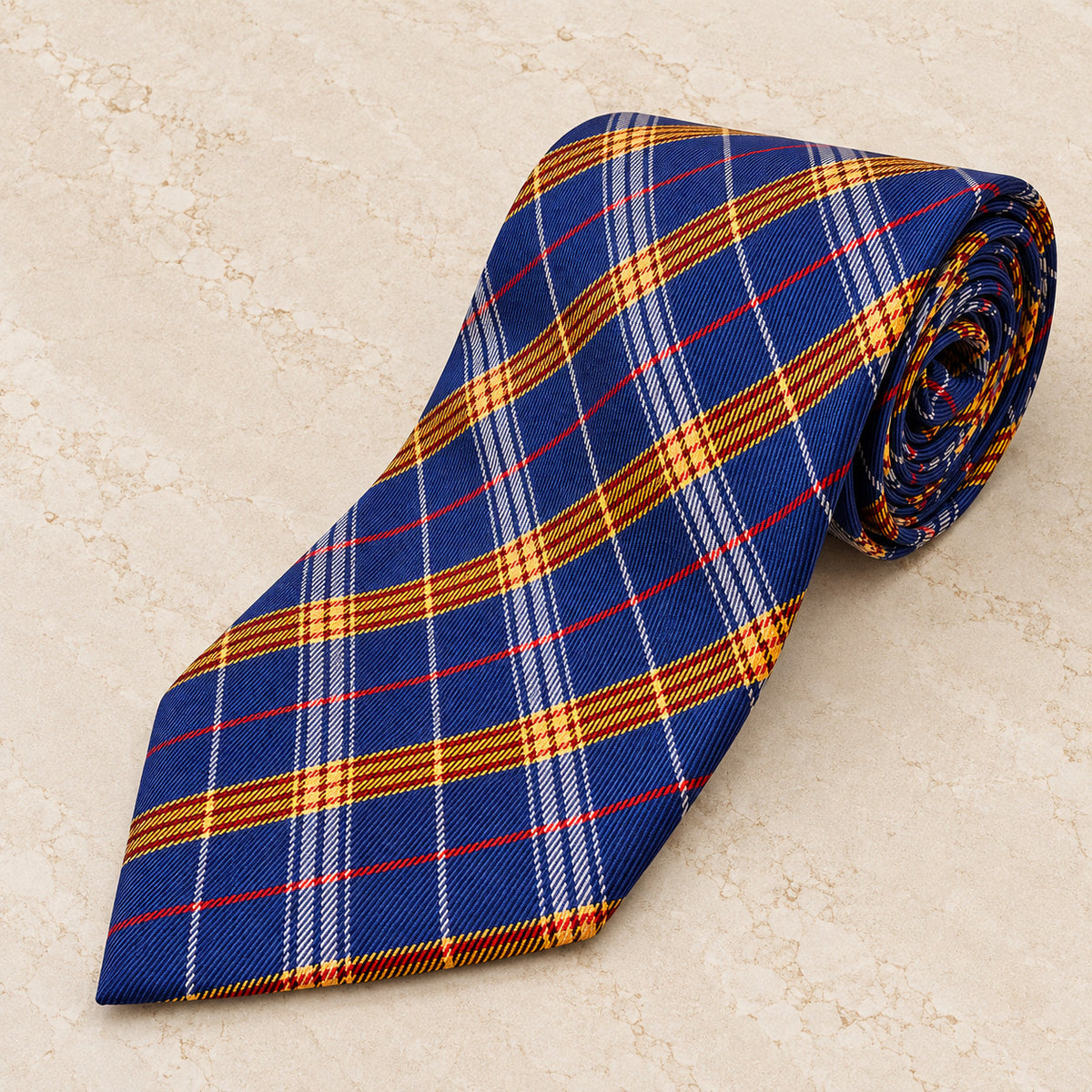 Blue Plaid Silk Tie