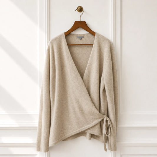 Alpaca Wool Wrap Cardigan - Oatmeal