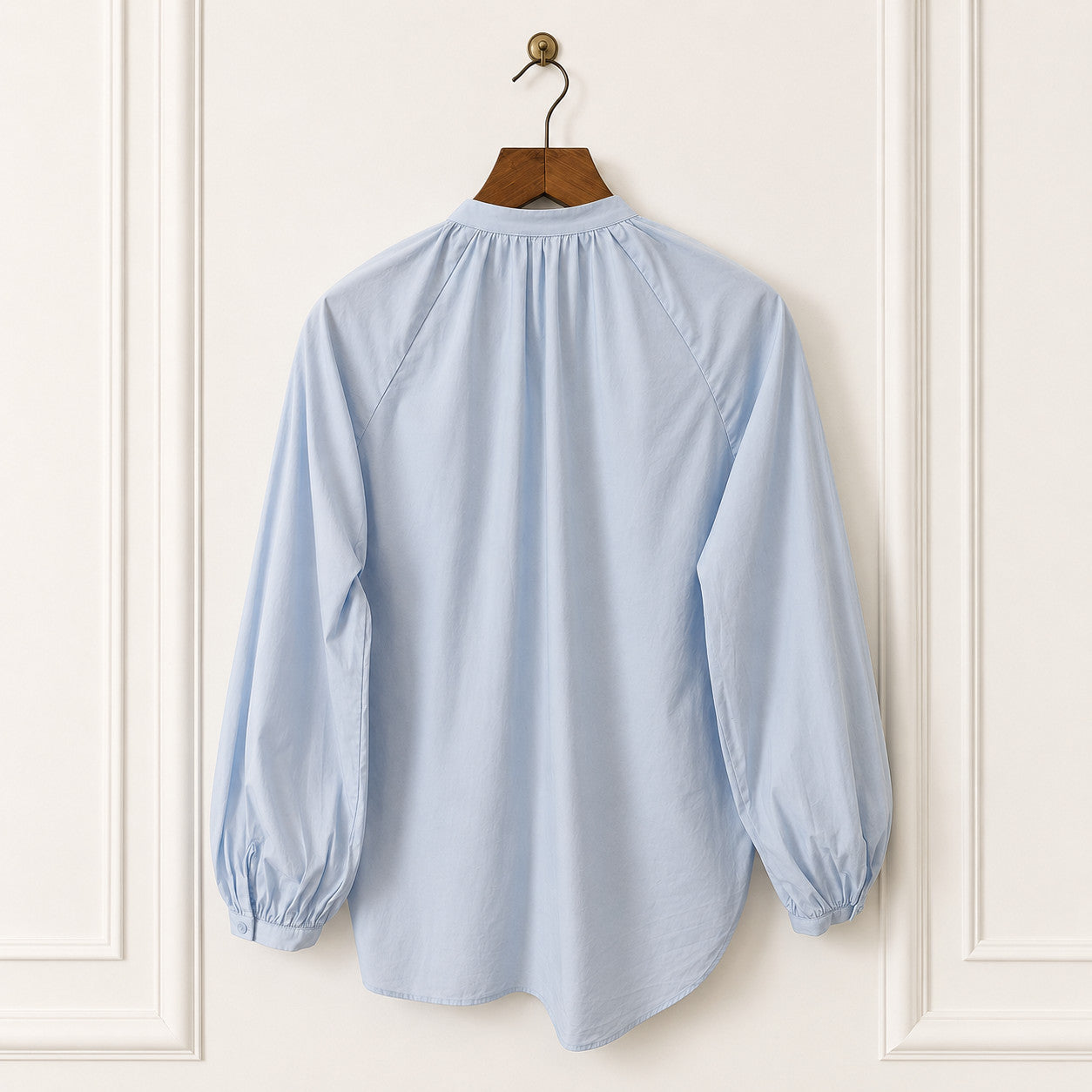 Pale Blue Pintuck Cotton Shirt