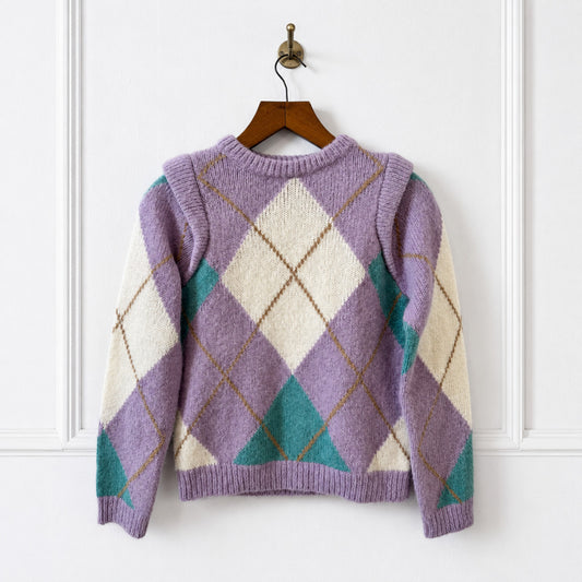 Lilac Argyle Alpaca Wool Jumper