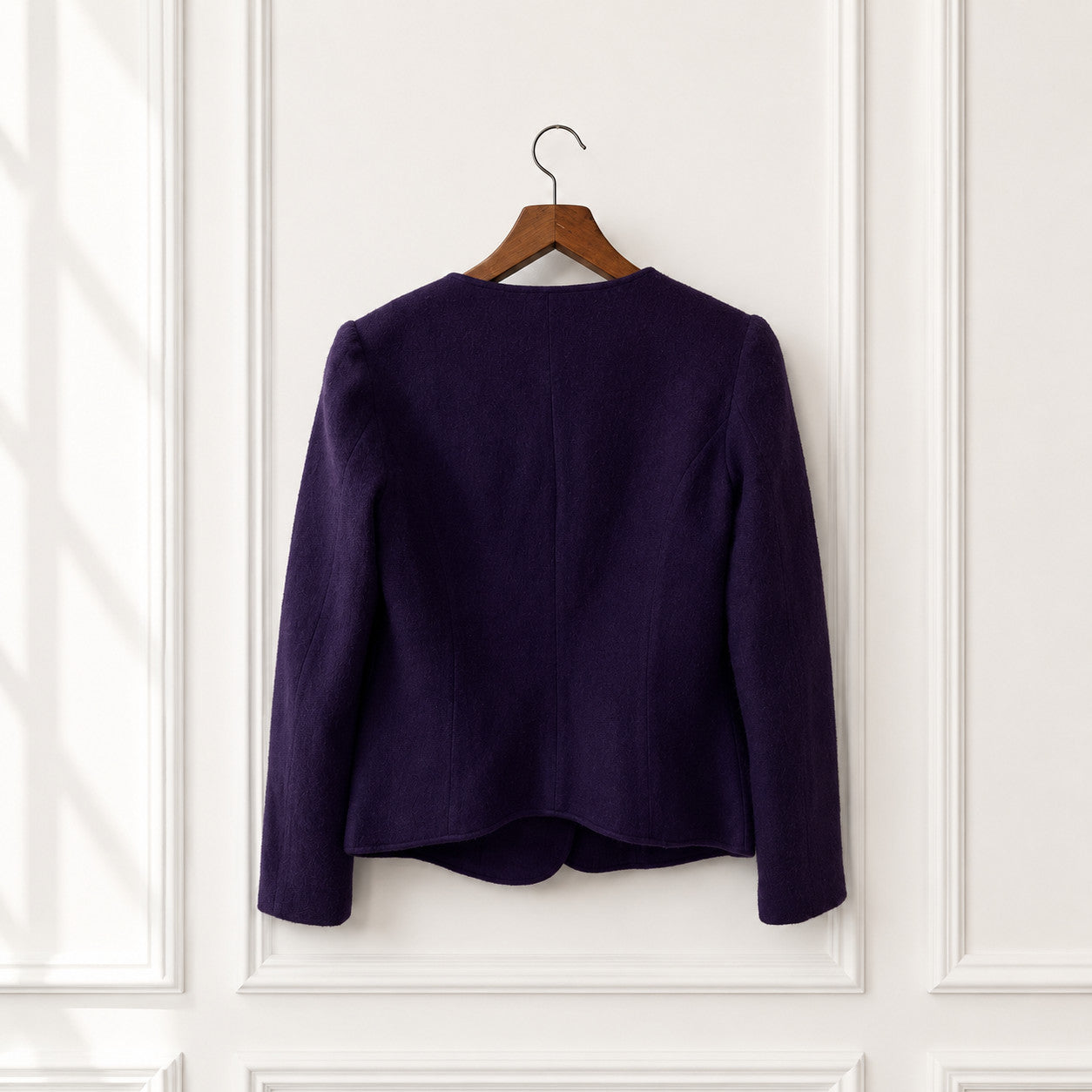 Pure Wool Collarless Jacket
