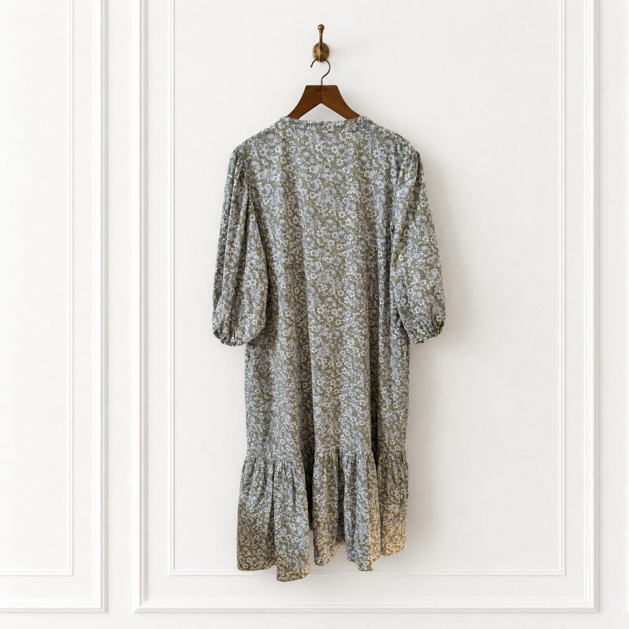 Olive Floral Cotton Maxi Dress