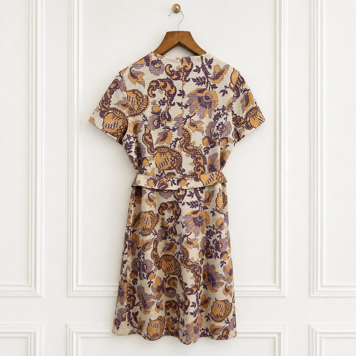 Vintage Paisley Belted Dress