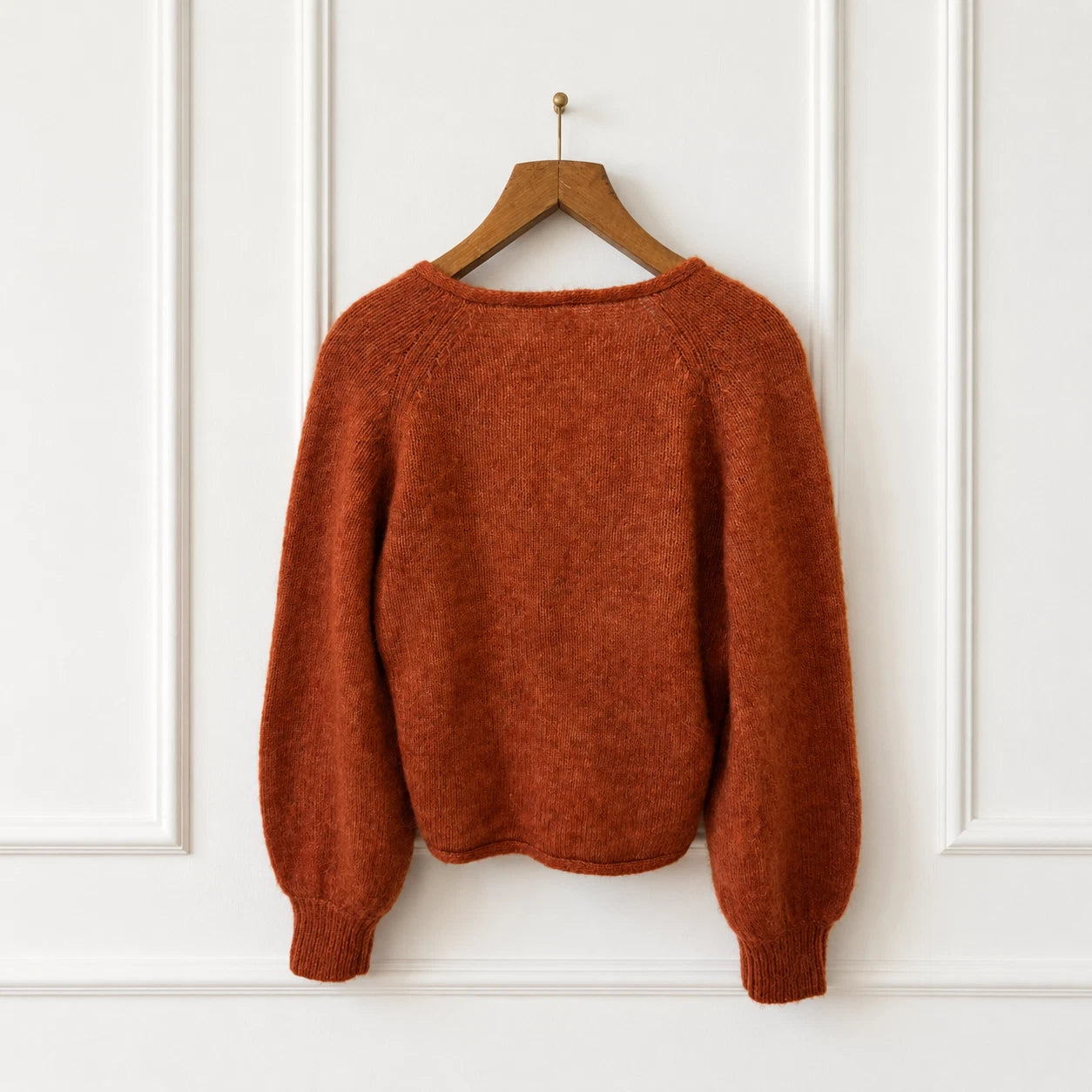 Wool Alpaca Twist Front Knit Jumper - Rust