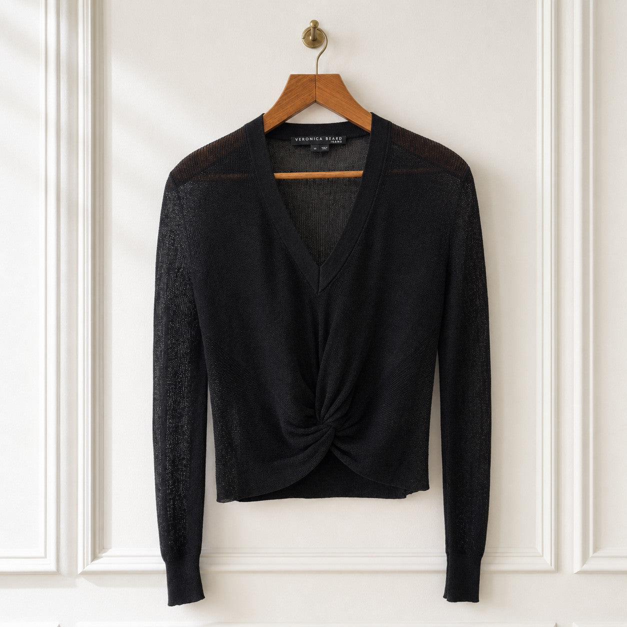 Black Twist Front Linen Blend Sweater