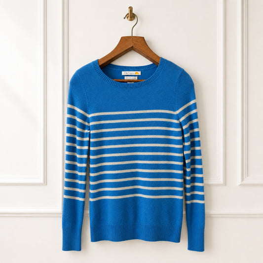 Blue Striped Pure Cashmere Jumper