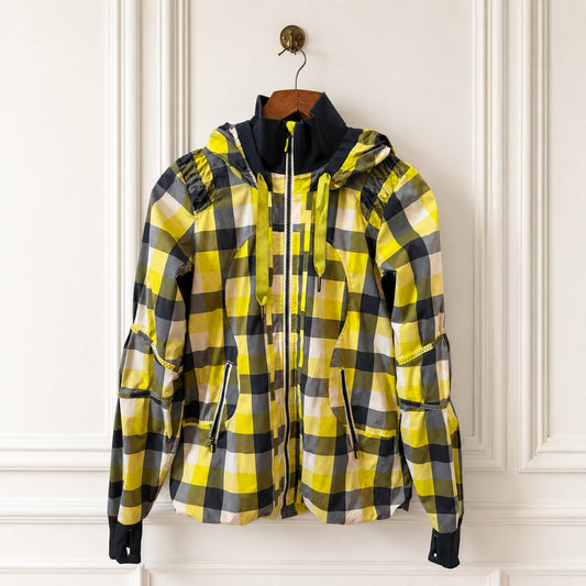 Chartreuse Plaid Hooded Jacket