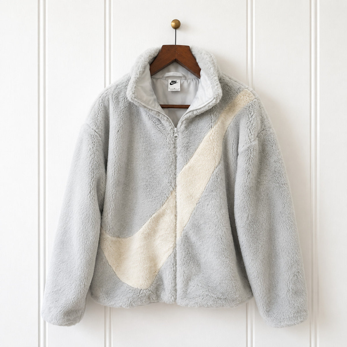 Grey Faux Fur Zip Jacket