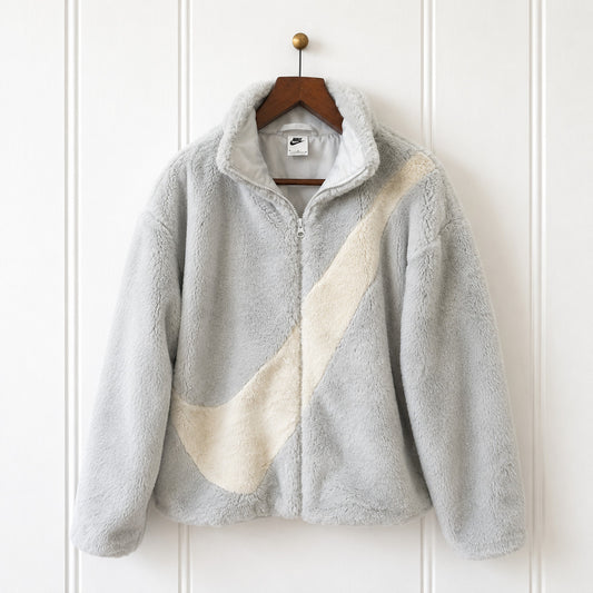 Grey Faux Fur Zip Jacket
