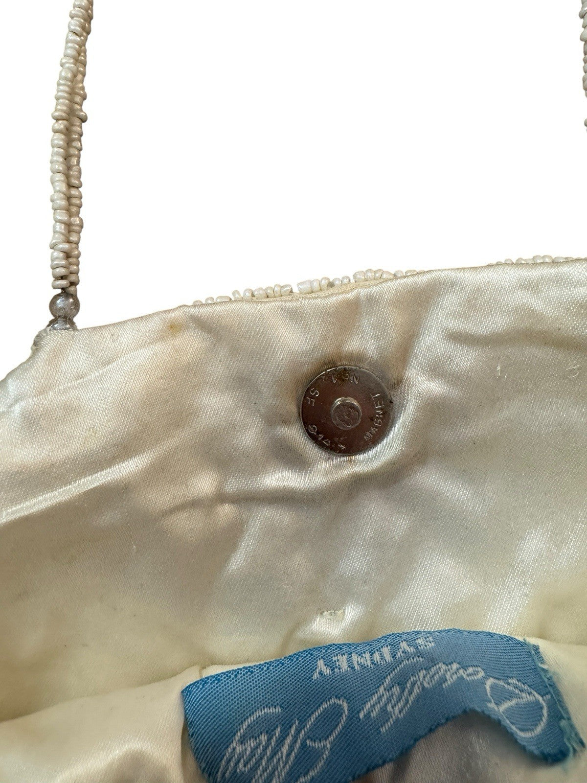 Vintage Ivory Beaded Evening Bag