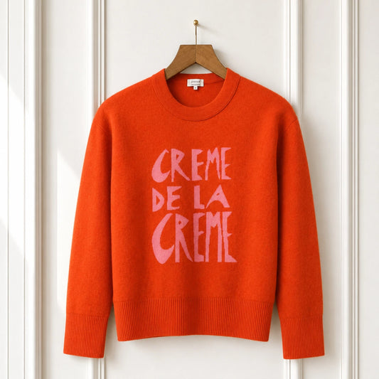Wool Cashmere Blend Knit Jumper - Tangerine
