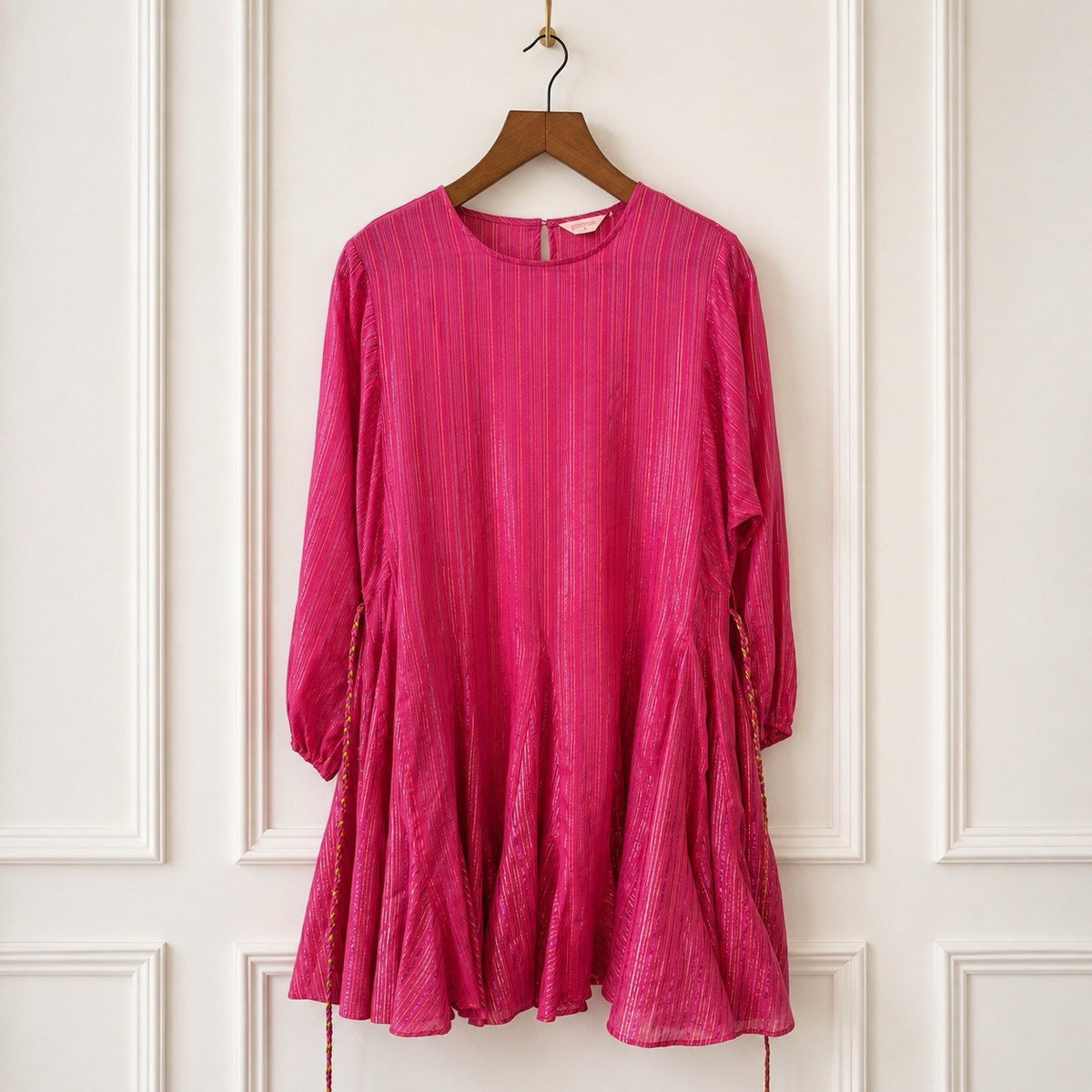 Pink Metallic Stripe Mini Dress
