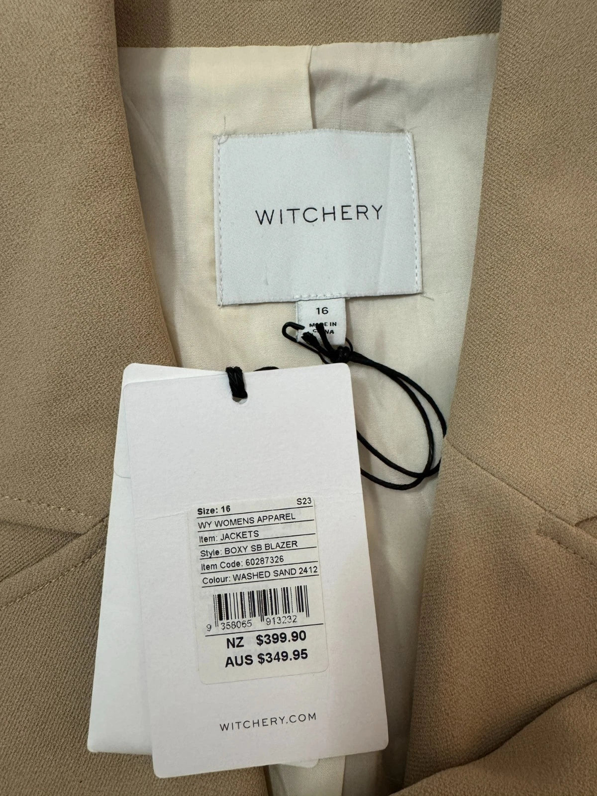 Boxy Tailored Blazer Washed Sand NWT
