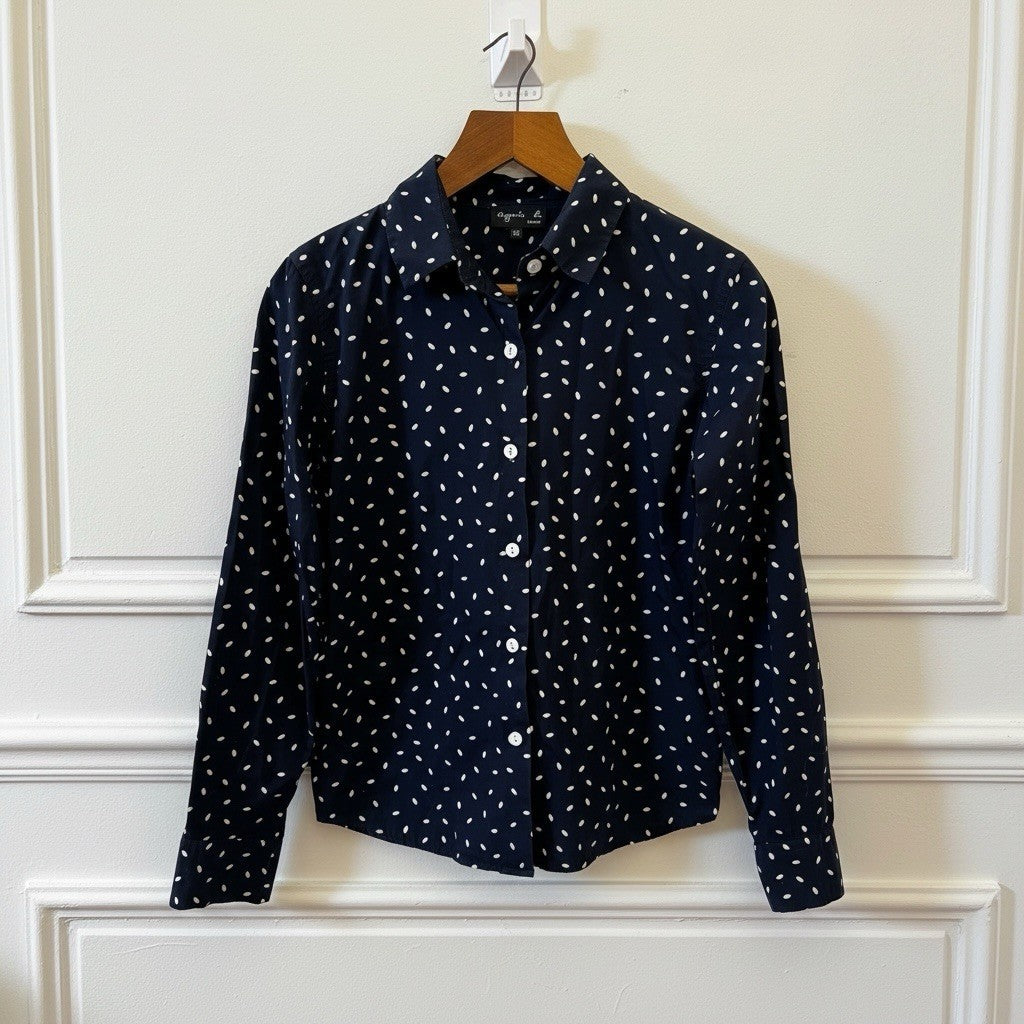 Cotton Elongated Dot Shirt