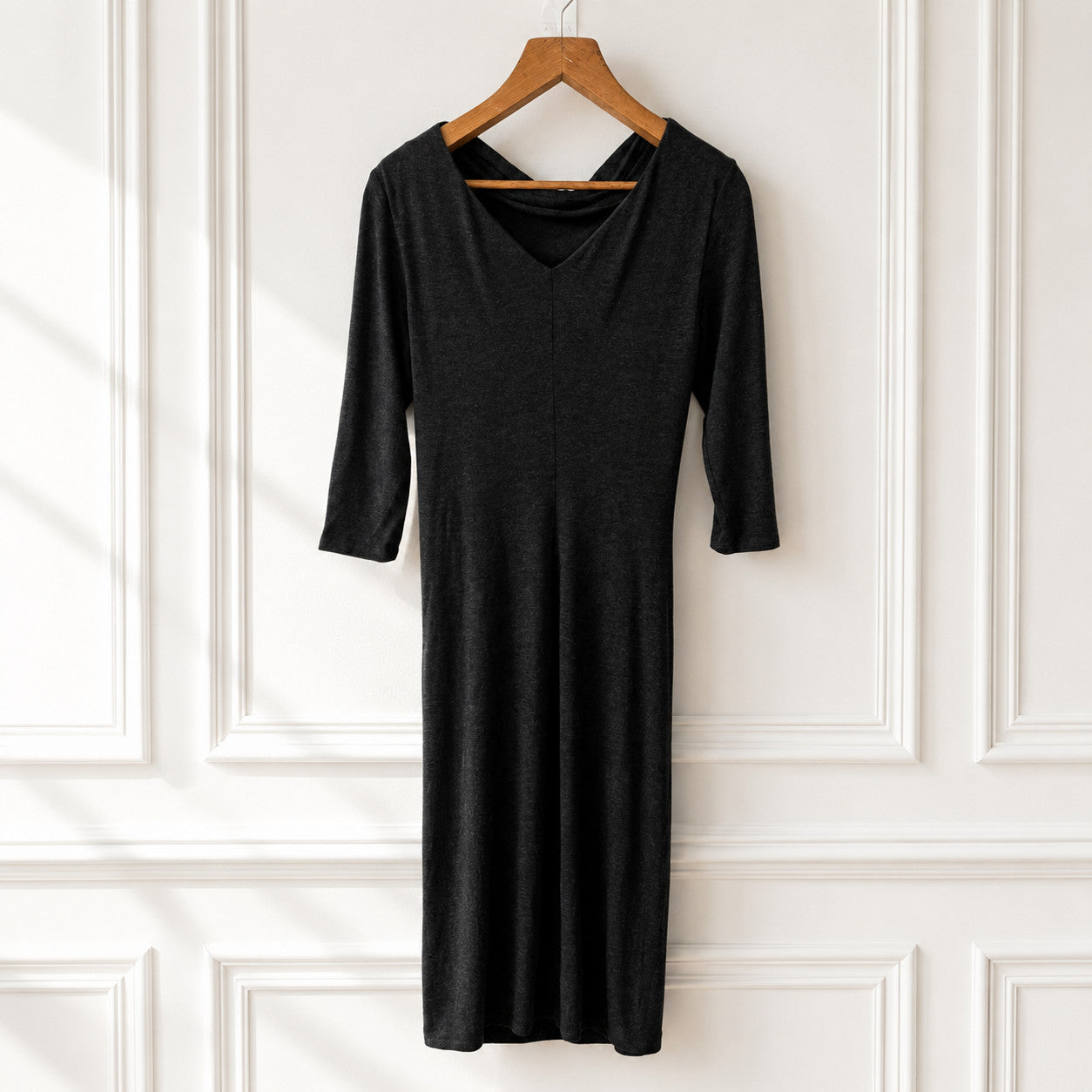 Wool Blend Ruched Jersey Midi Dress