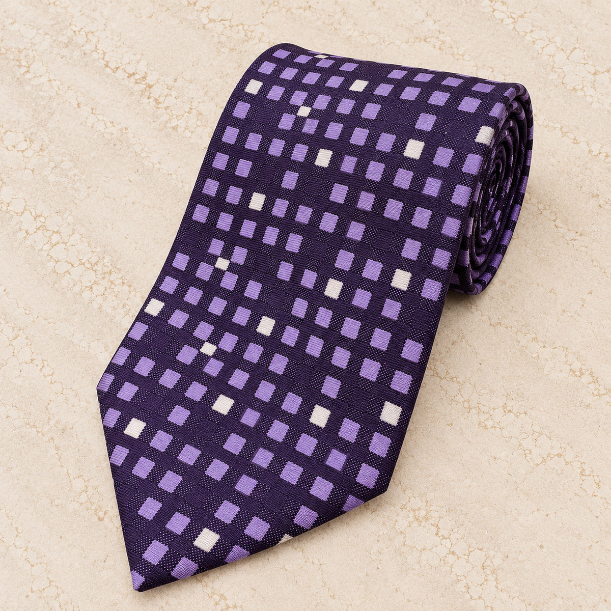 Purple Geometric Silk Tie