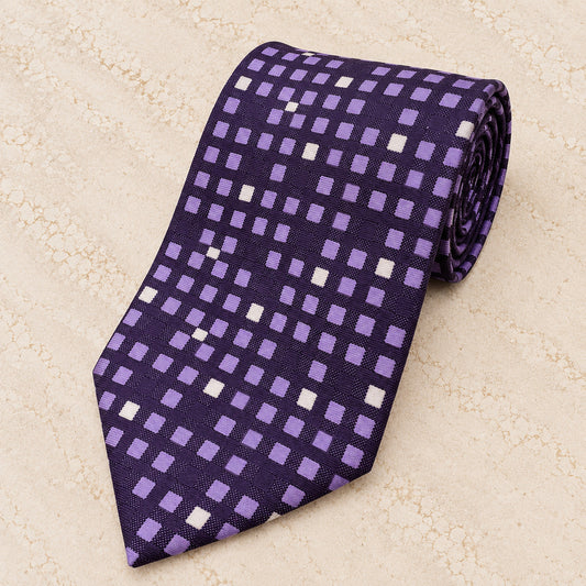 Purple Geometric Silk Tie