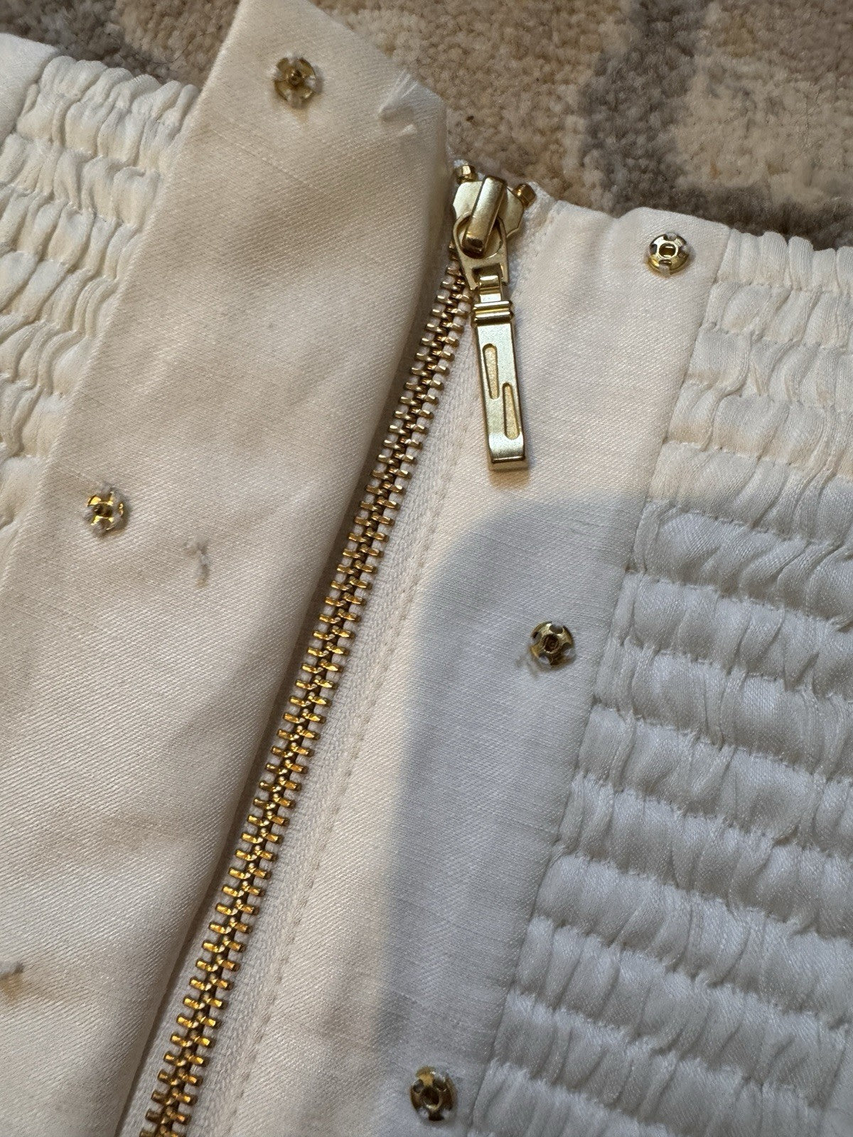 Ivory Linen Blend Puff Sleeve Crop Top