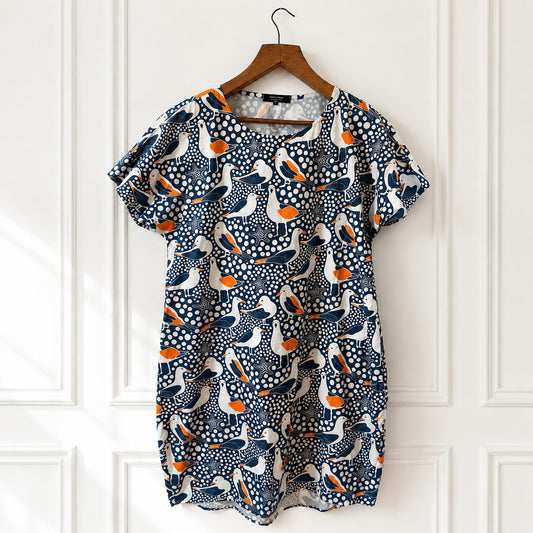 Seagull Print Shift Dress