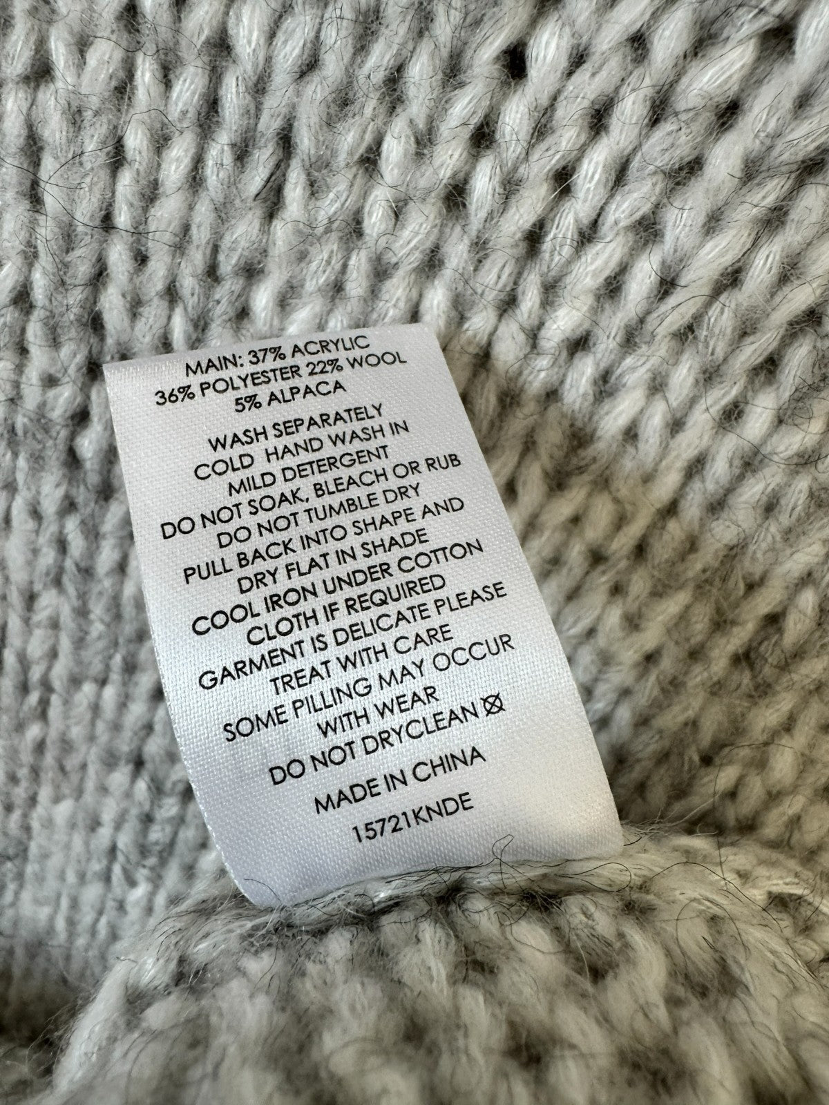 Grey Wool Alpaca Roll Neck Knit