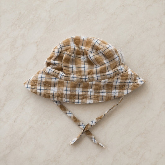 Organic Cotton Linen Check Sun Hat