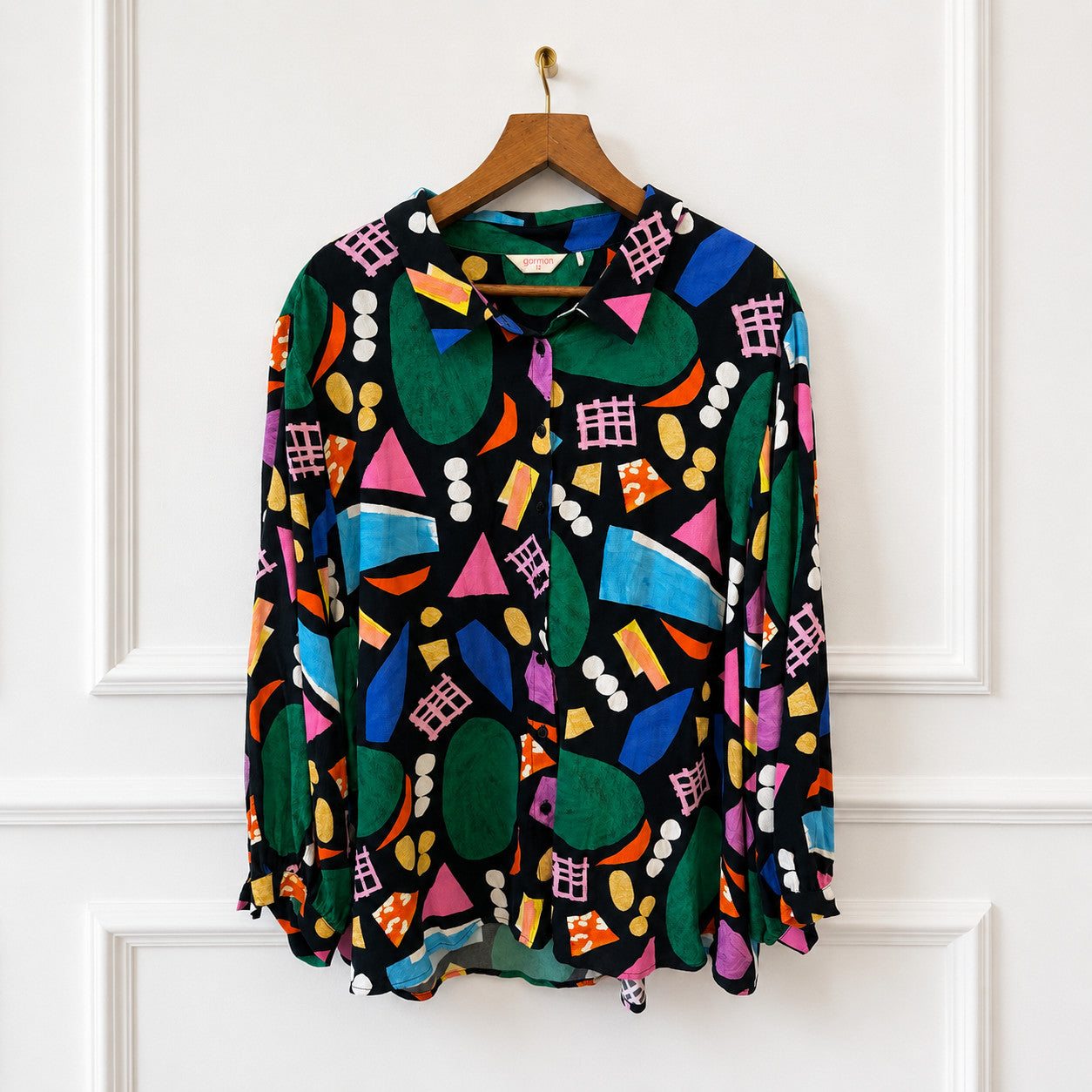 Abstract Geometric Print Viscose Shirt