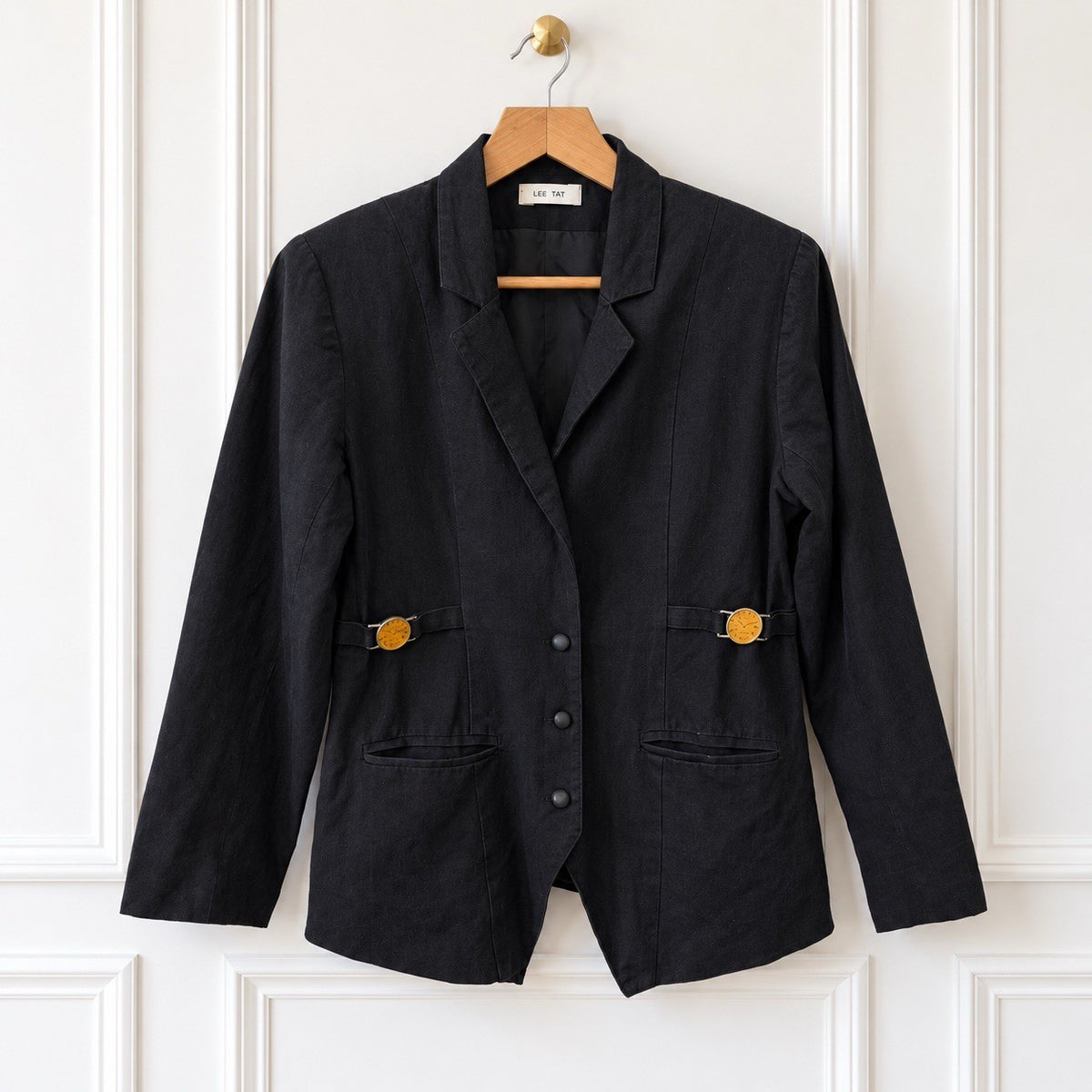 Vintage Linen Look Watch Detail Blazer