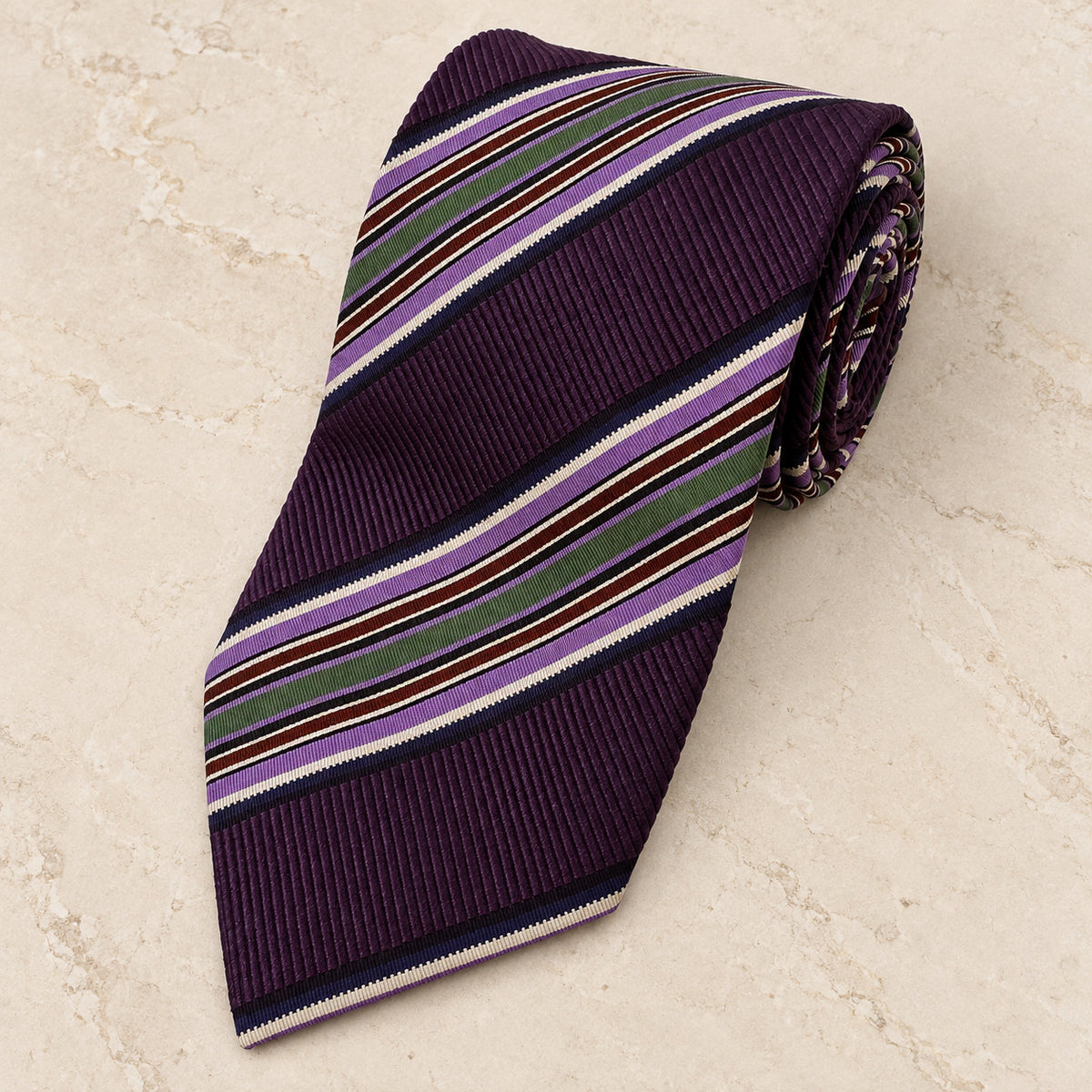 Purple Stripe Silk Tie