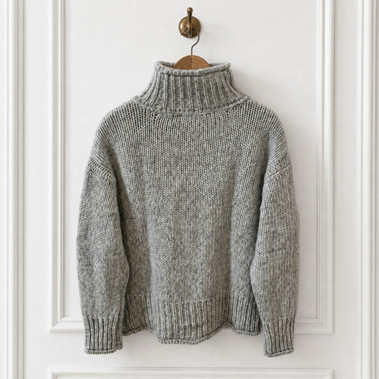 Grey Wool Alpaca Roll Neck Knit